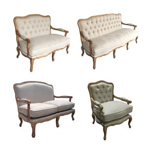 फ्रेंच प्राचीन ओक ठोस लकड़ी के फ्रेम के साथ 2 सीट सोफे कमरे में रहने वाले फर्नीचर सोफे - Product Image 4