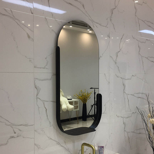 Espejo de <span class=keywords><strong>Baño</strong></span> Ovalado con Marco Dorado y Estante, Espejo de Vanidad Metálico Semienvuelto para <span class=keywords><strong>Baño</strong></span> y Decoración del Hogar, Venta al Por Mayor Directo de Fábrica - Product Image 5