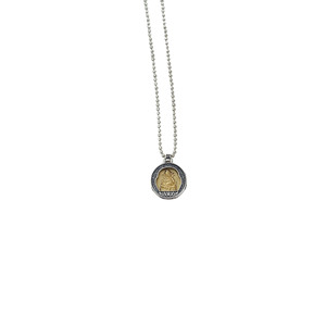Collar con colgante de plata de ley S925 con diseño redondo de oro antiguo del Dios de la Fortuna para mujer, uso diario - Product Image 5