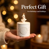 Bougie parfumée cylindrique blanche de style européen luxueux avec couvercle - Coupelle parfumée en cire végétale - Cadeau décoratif pour la maison