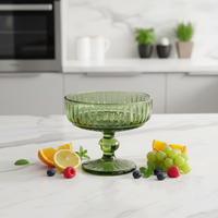265ml Vintage Geprezen Glazen Dessertkom met Voet, Meerkleurig Glazen Glas voor Hotelbanketten, Gastenkamers, Fruit en Dessertservering