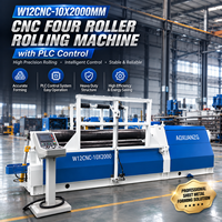 Machine de cintrage de tôles à quatre rouleaux hydraulique CNC automatique W12CNC-12X2000 à commande PLC pour le façonnage de métaux lourds en acier au carbone