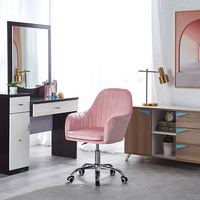 Chaise de salle à manger en tissu velours, pied métallique de luxe, pivotant et moderne, gris, livraison directe