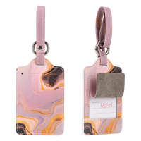 Étiquette de bagage en cuir colorée personnalisée, étiquette de valise de voyage en PU de qualité supérieure, étiquette d'identification personnalisée, cadeau de voyage mignon, OEM