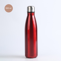 Bouteille d'eau sport isotherme rouge 500 ml en acier inoxydable 304 à double paroi, forme cola, pour extérieur, gym, cyclisme, gobelet de voyage