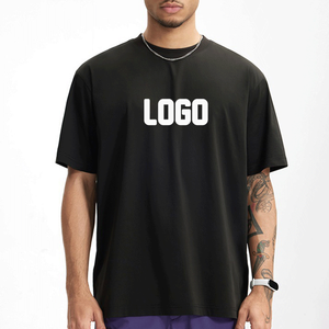 Camiseta Extra Grande para Hombre con Estampado Personalizado, 250G, Hombros Caídos, 100% Algodón, Gruesa, Transpirable, Ecológica, Negra - Product Image 1