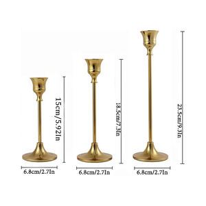 ヨーロッパ風 背の高いゴールド ラスティック テーパースティック アイアンメタル キャンドルホルダー <span class=keywords><strong>3</strong></span>個セット - Product Image 2