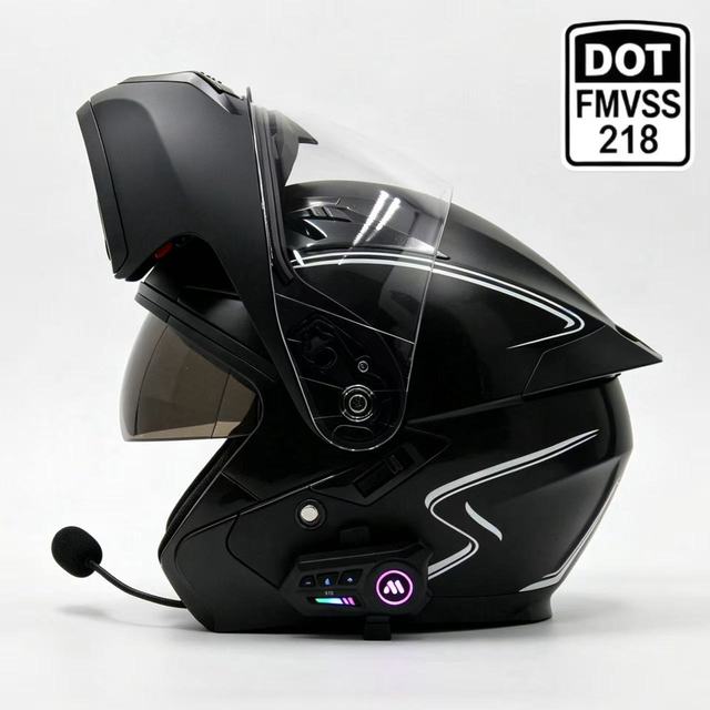 Factory Wholesale Matte Black Flip up Modular Motorcycle Helmet ABS Safety Racing Helmet DOT Certified with Inner Sun Visor