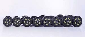 Haltères hexagonaux en fonte noire avec poignées métalliques, ensemble de 5 à 115 lb - Durables et résistants à l'eau pour l'entraînement des bras - Product Image 6