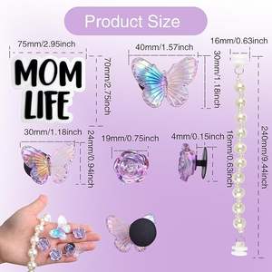 Bogg Bag Charms Purple Floral Butterfly Decor con cadena de perlas Beachy Insert Accesorios para mujeres Girl Bogg Totes Bolsos - Product Image 4