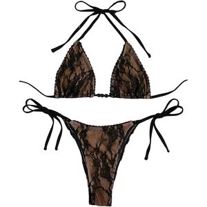 ชุดบิกินี่ลูกไม้ผู้หญิงแบบสั่งทำพิเศษ ทรงสามเหลี่ยมผูกคอ ชุดว่ายน้ำสองชิ้น ผูกข้าง ยืดหยุ่นได้ - Product Image 4