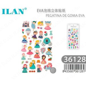Adesivi 3D in Schiuma EVA ILAN, Tema Principesse, Patch Decorative per Lavoretti Bambini - Product Image 1