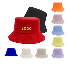 2023 son çıkan yaz geniş ağız balıkçı özel tasarım Logo serin baskılı düz boş kova şapka