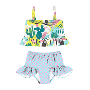 YZA-022 Traje de baño de verano para niñas pequeñas, traje de baño a rayas sin mangas, traje de dos piezas, bikini de playa - Product Image 6