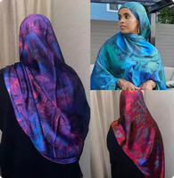 Hijab imprimé effet ombré, léger, doux, long, en soie et mousseline, marque de luxe, châle en satin à imprimé floral
