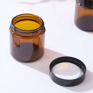 Envases de Vidrio Ámbar Recargables para Cremas Faciales, Tarro con Tapa de Rosca para Lociones Corporales, con Tapa de Plástico Negra para Velas y Exfoliantes - Product Image 1