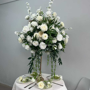 Boule de fleurs artificielles en rose blanche de couleur verte moderne, décoration de mariage, centre de table de fleurs colorées, boules de fleurs décoratives - Product Image 2