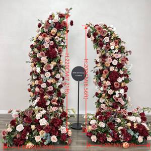 DKB usine nouveau design arc de fleurs sur la porte d'entrée luxe rouge profond soie rose arc fleurs artificielles - Product Image 2