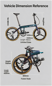 Vélo pliant WINICE portable 20 pouces en fibre de carbone Toray T700 T800, peinture caméléon, frein à disque hydraulique Shima-no 10 vitesses, <span class=keywords><strong>pneu</strong></span> 28 mm - Product Image 3