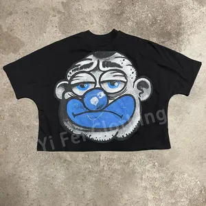 Manufacturer Graphic Tees For Men OEM Streetwear Thick Cotton Mock Neck Dtg Print Cropped Boxy Fit T Shirt