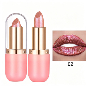 Lápiz Labial Camaleón 6 Colores Multichrome Metálico con Brillo, Tubo Rosa Dorado, Lápiz Labial Holográfico con Cambio de Color - Product Image 2
