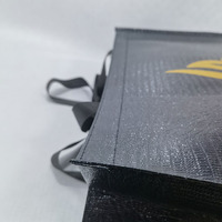 Sacs fourre-tout de luxe réutilisables noirs à stratification métallique de haute qualité avec logos