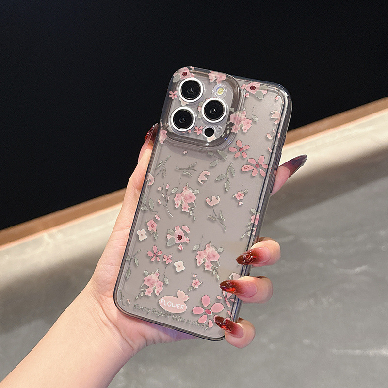 Space Case - Transparent Black - Small Flowers