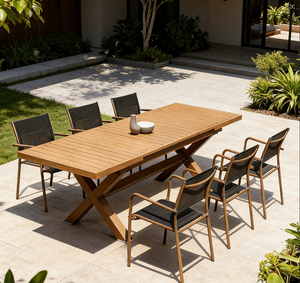 Juego de Mesa de <span class=keywords><strong>Comedor</strong></span> Moderno de Metal para Restaurante y Hotel, Diseño Ecológico Resistente a los Rayos UV - Product Image 1