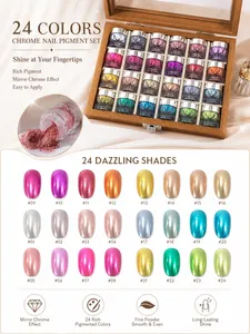 24 Premium <b>Magic</b> Mirror Nail Powders, a Color Chart, and Nail Swabs. a Storage <b>Box</b> Is Also Included. Suitable for Nail Art Begin - Product Image 3