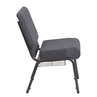 Chaise de conférence empilable en métal avec dossier en tissu et porte-gobelet et porte-livre