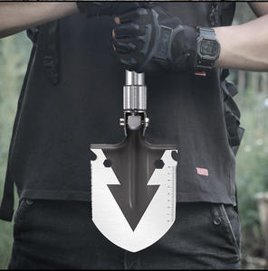 Mini Folding Survival Shovel <b>Saw</b> Edge Tactical Design 8in Blade Black <b>Plastic</b> Handle Portable Outdoor Gear Warranty Included - Product Image 3