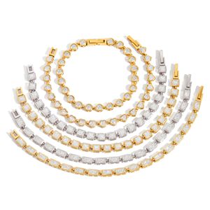 Reloj Cuadrado de Acero Inoxidable con Oro de 18K y Circonita Blanca, con Brazalete Tipo Tenis, Diseño Geométrico, Joyería Unisex para Regalo - Product Image 1