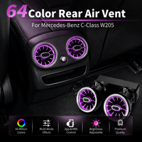 Lumière ambiante pour grille d'aération arrière à 64 couleurs pour Mercedes Benz Classe C W205 GLC X253, synchronisation avec l'éclairage d'ambiance d'origine de la voiture