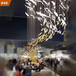 Lampu Gantung Kaca Tiup Tangan Desain Daun Bulu Lampu Hias Lobi Hotel Dekorasi Seni Kaca <span class=keywords><strong>Murano</strong></span> Lampu Chandelier Seni Kaca - Product Image 1