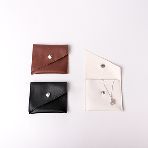 Custom logo Pu Leather Flap Snap Earring Necklace Ring Pendant Jewelry Pouches Packaging Bag with Button for Jewellery Package - Product Image 4
