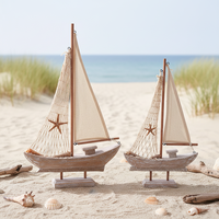 Nouveaux produits Ornements nautiques HYG10 Modèle de bateau rétro écologique de voile et de pêche en bois méditerranéen Décoration de bureau