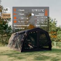 Tente pneumatique Coody 17.2 Familia Pro Air - Tente pneumatique noire à ouverture rapide, grand espace, tente gonflable d'extérieur imperméable