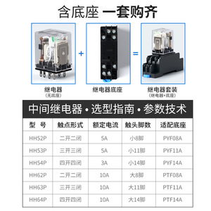 Relais électromagnétique miniature Hh52p 8 broches 1NO haute puissance AC/DC usage général avec boîtier transparent ignifuge - Product Image 4