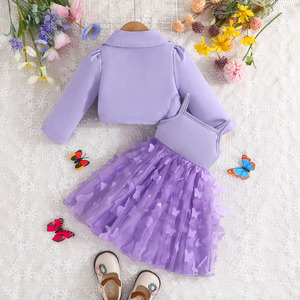 ชุดเดรสผ้าโปร่งแขนยาวลำลองคุณภาพสูงสำหรับเด็กผู้หญิง ชุดเซ็ตสองชิ้นลายเรียบสำหรับฤดูใบไม้ผลิและฤดูใบไม้ร่วง เสื้อผ้าเด็ก - Product Image 2