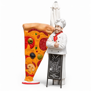 Sculpture de chef pizzaiolo en résine personnalisée pour la présentation dans les restaurants et les boulangeries - Product Image 2