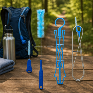 Kit di Pulizia <span class=keywords><strong>4</strong></span> in 1 per Sacche d'Idratazione con Rastrelliera Pieghevole, Spazzola Flessibile a Molla Lunga e Borsa a Rete per Serbatoi d'Acqua - Product Image 3