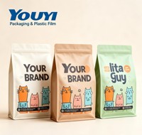 Sac pour nourriture pour chat de qualité alimentaire 250g 500g 1kg avec fermeture éclair refermable, design personnalisé imprimé pour l'emballage de nourriture pour chat
