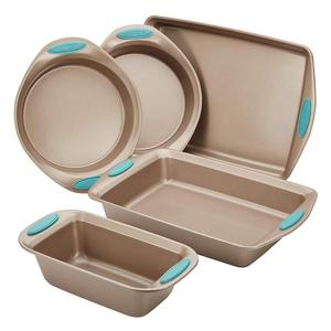 Antiadherente para hornear de 5 piezas de café marrón con Agave azul empuñaduras - Product Image 1