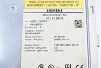 Variador de Frecuencia Masterdrives MC AC 6SE7011-5EP70-Z EG Inverter PLC