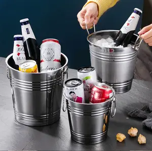 Aço inoxidável Champagne Bucket Party Ice Bucket com alças Wine Bucket Chiller