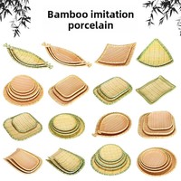 Assiette ronde tissée en malamine, grand format, motif végétal classique, non toxique, pour camping, hot pot, restaurants spécialisés et usage commercial