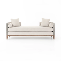 Canapé chaise longue en tissu lin de luxe avec structure en bois massif