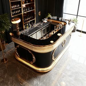 Bancone <span class=keywords><strong>Bar</strong></span> Moderno di Lusso in Acciaio Inossidabile con Piano in Marmo, Design Autoportante per <span class=keywords><strong>Bar</strong></span> Domestici e Hotel, Illuminazione <span class=keywords><strong>a</strong></span> LED - Product Image 6