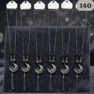 Collier long à pampilles PingBling avec pendentif floral en forme de croissant de lune en cristal pour femme, bijoux fantaisie tendance couleur bronze - Product Image 4