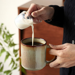Tasse en céramique de style nordique, 340ml, rayée, résistante à la chaleur, pour café, thé, usage domestique - Product Image 2